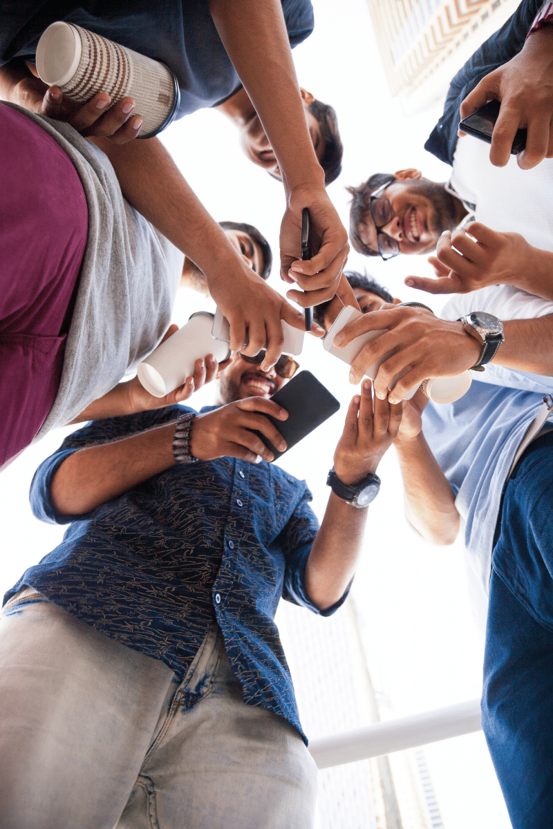 Group of people connecting with each other